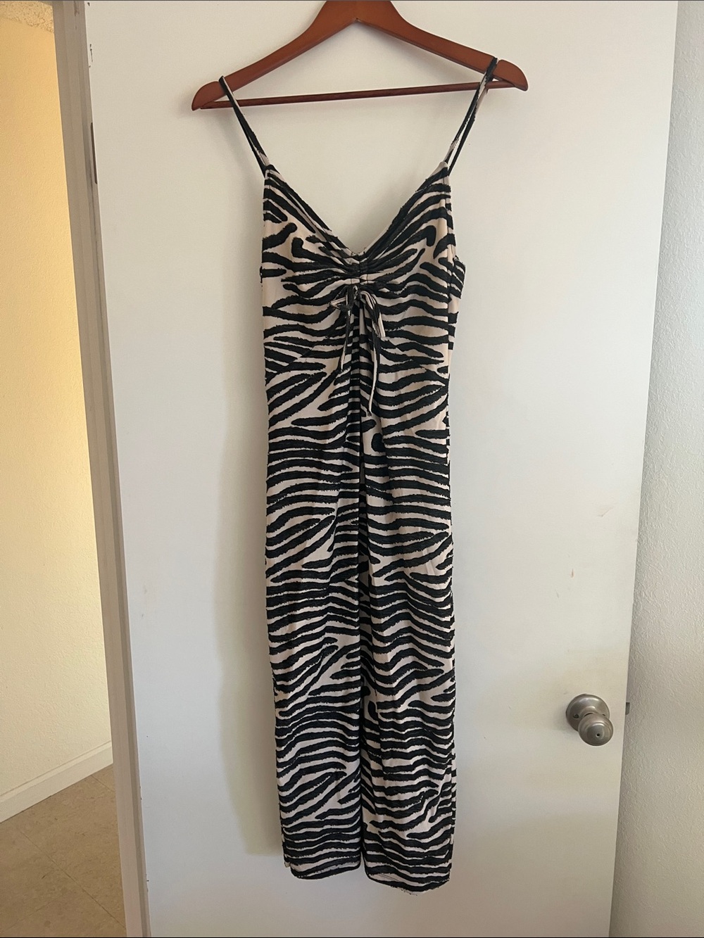 Women's Zebra Print Slip Dress - Black and Cream